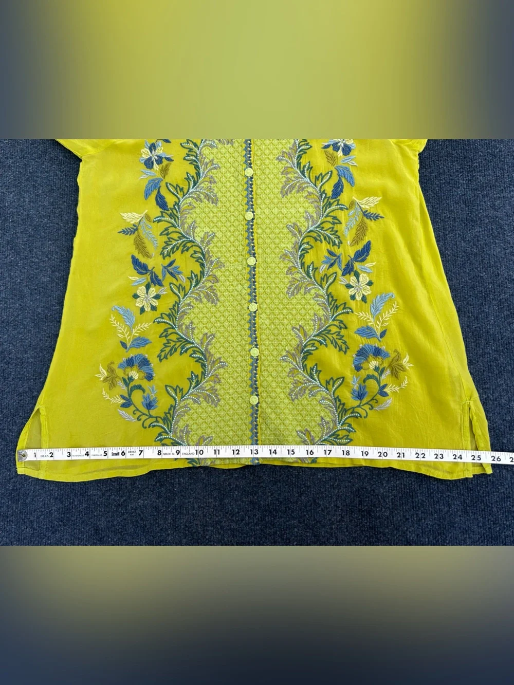 Johnny Was Embroidered Eleana Blouse in Chartreuse Medium